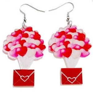 Red and Pink Heart Balloon Earrings